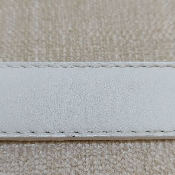 Escada White Leather Belt Silver Buckle Loop & Links - Picture 4 of 12